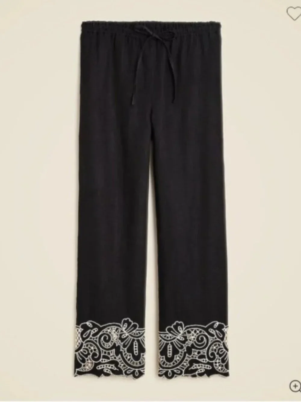 NWT J.crew Soleil Pants, Black Embroidered Linen, Medium